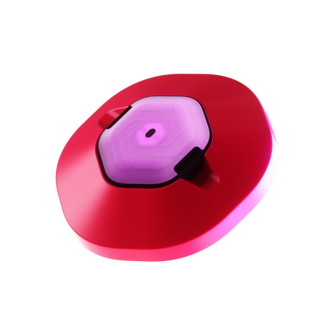 A pink magnetic base designed to expand the surface area of Reaction Lights for improved interaction during workouts.